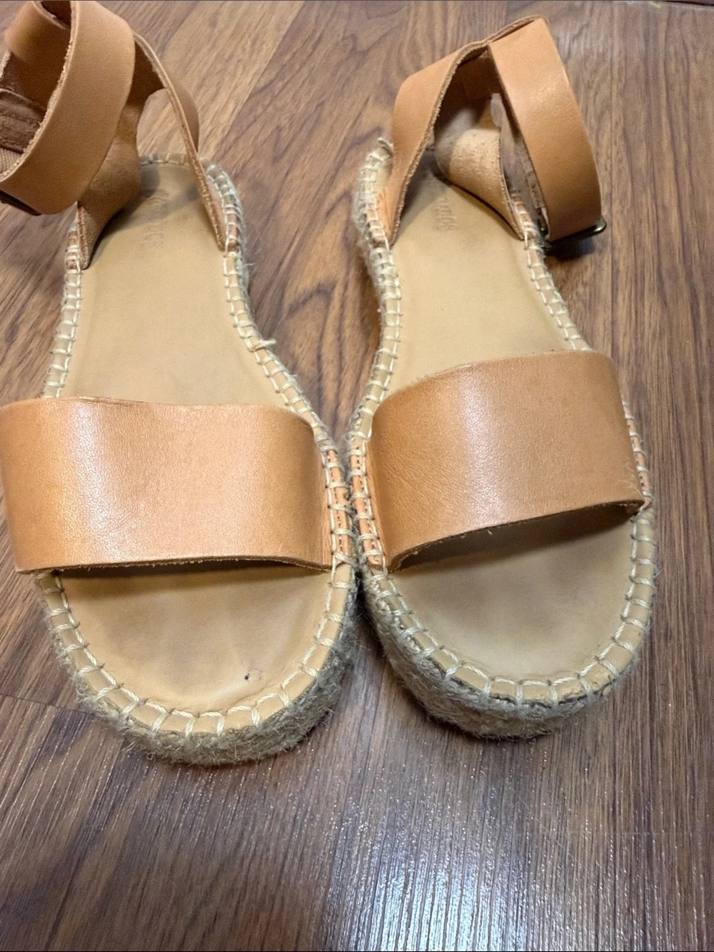 Soludos Tan Leather Ankle-Strap Espadrille Sandals
